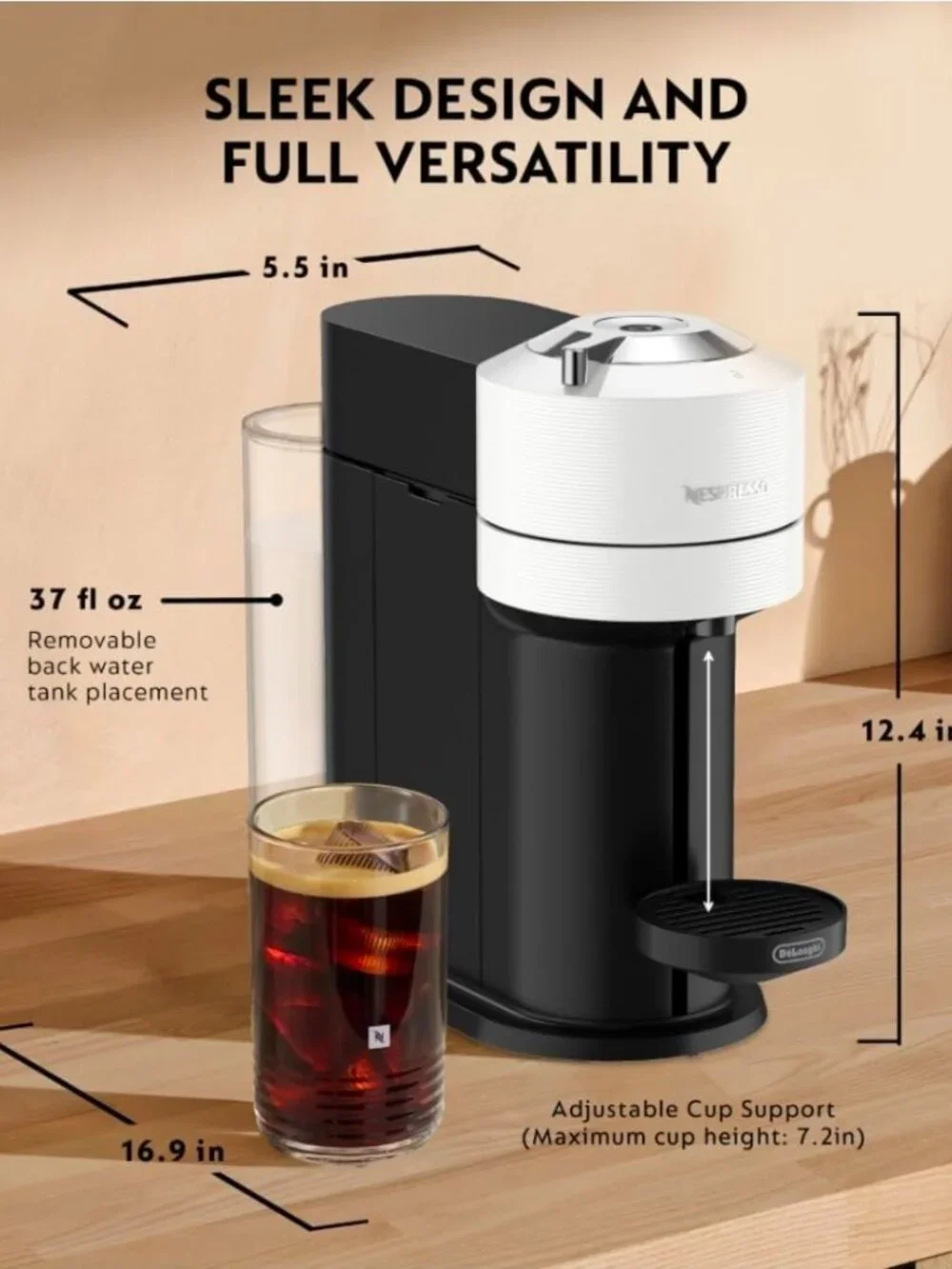 Nespresso Vertuo Next Coffee and Espresso Maker by De'Longhi, White